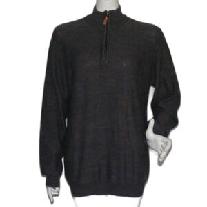 LONDON FOG Sweater, L, Space Dye, 1/4 Zip, Long sleeves, Cotton blend